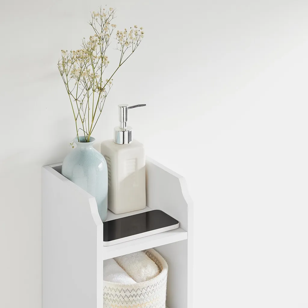 Petit meuble d'appoint Maddy blanc 80 cm design étroit et compact