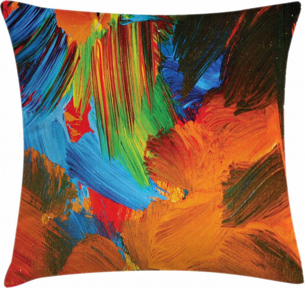 ABAKUHAUS Bunt Kissenbezug, Aquarell Pinselstriche, Kissenhülle mit Reißverschluss Waschbar Farbfest Beidseitiger Druck, 60 x 60 cm, Mehrfarbig