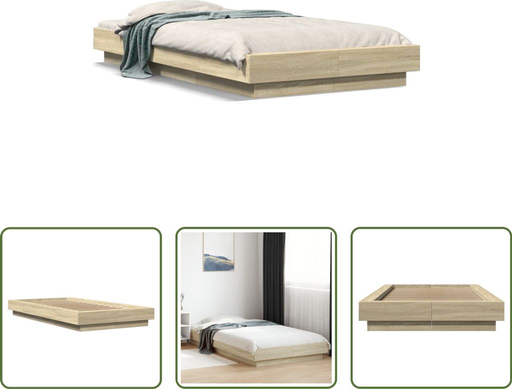 The Living Store Bettgestell Sonoma-Eiche 100x200 cm Holzwerkstoff