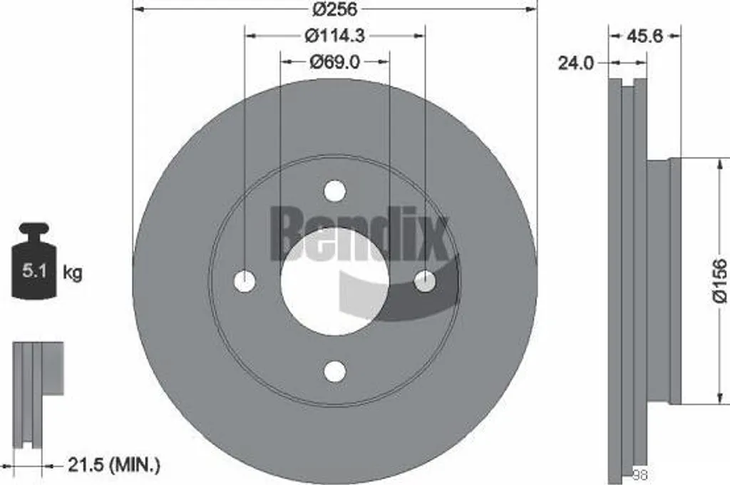 BDS1642 BENDIX Disque de frein OE 4605A068 : Freinage sûr