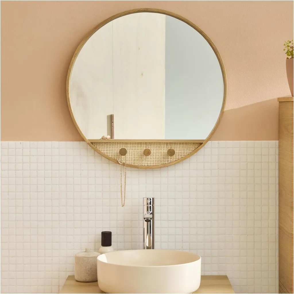 Miroir rond chêne NESTO 60cm : agrandissez votre pièce avec élégance