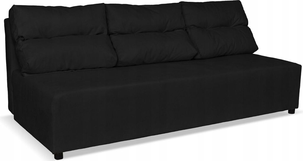 Family Meble Couch Kimo Schlafsofa Schlafcouch mit Bettkasten Freistehendes Lounge Sofa Bequem zum Entspannen Wohnzimmer Wartezimmer Schwarz(H)