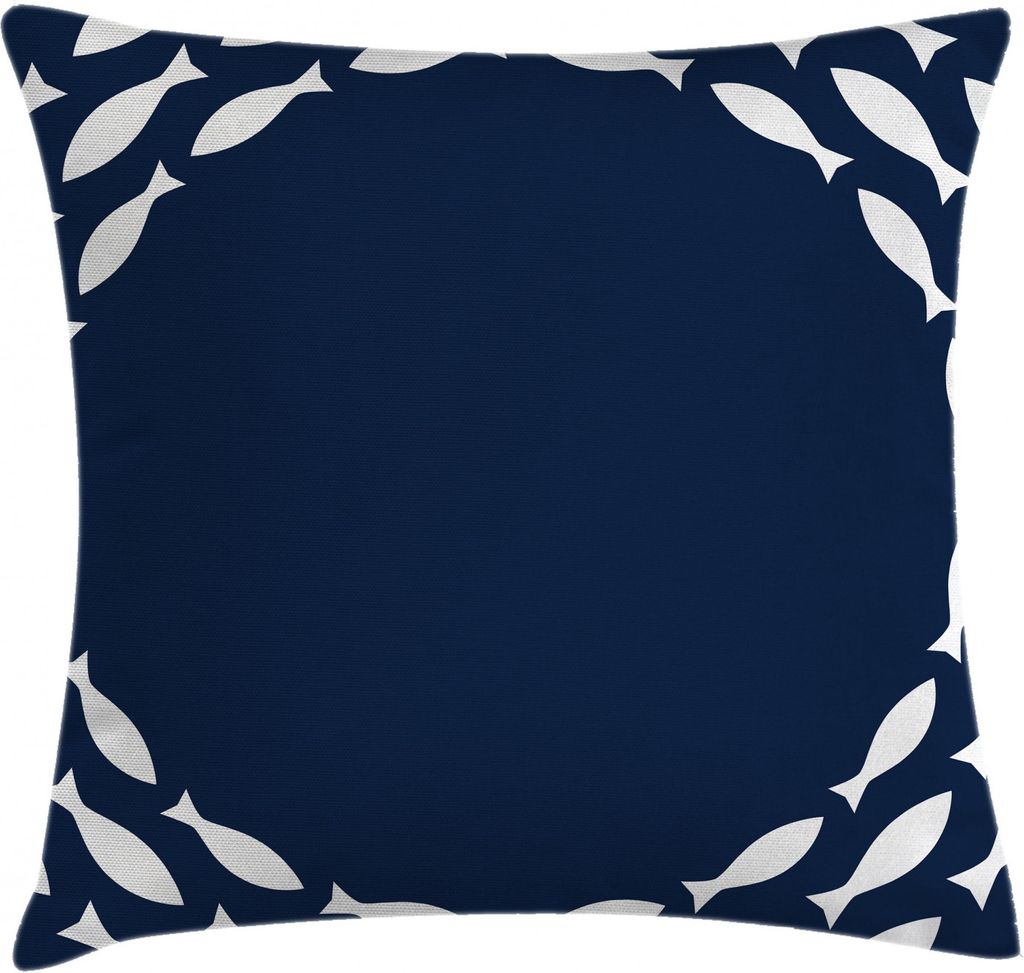 ABAKUHAUS Leben im Meer Kissenbezug, Ozean-Marine Fisch Kreis, Wasser und Schmutz resistent Waschbar Beidseitiger Druck mit Reißverschluß, 45 x 4...