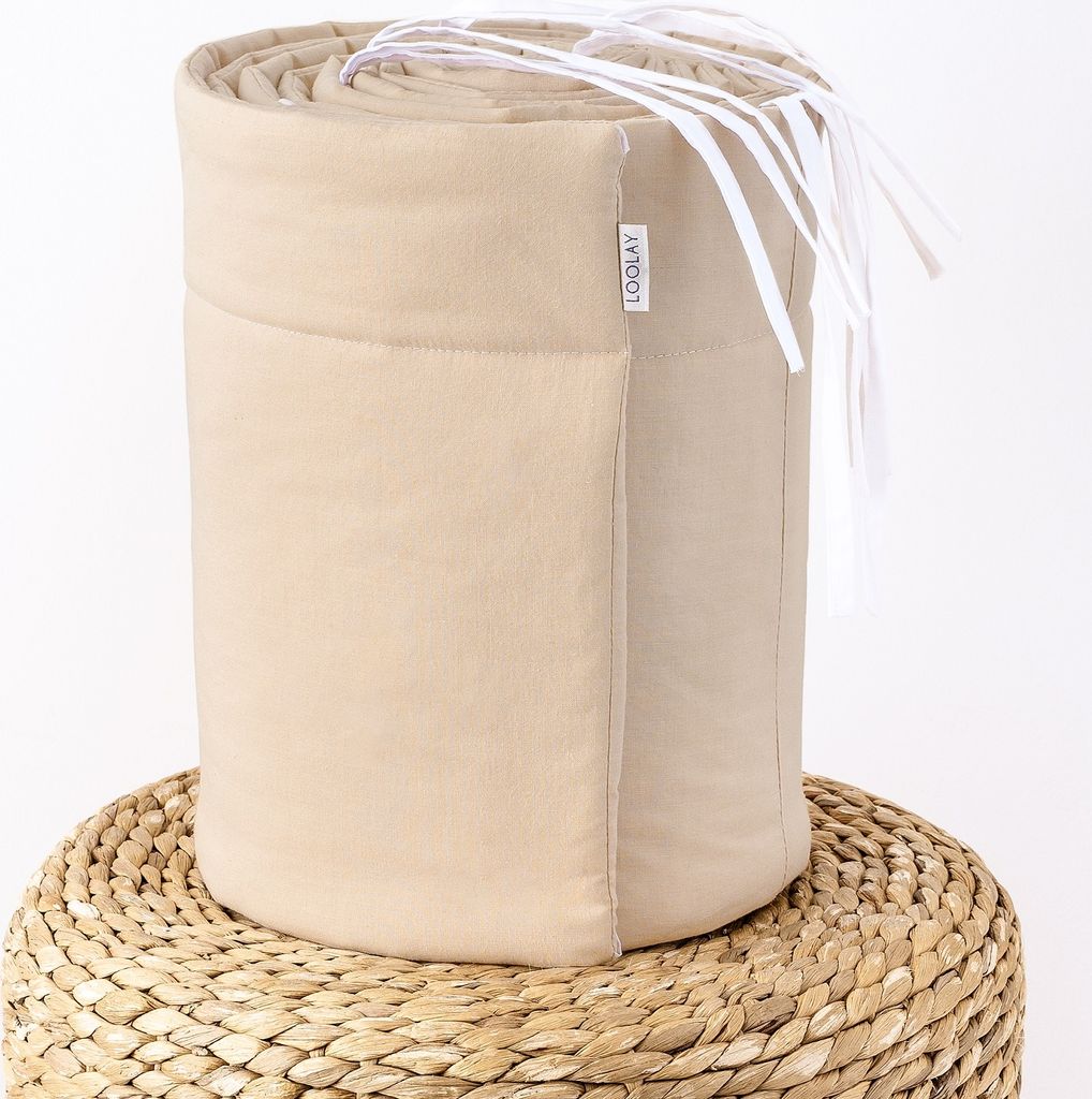 100% BEIGE Baumwolle 360 x 30 cm BETTUMRANDUNG Babybett Produktbild 4