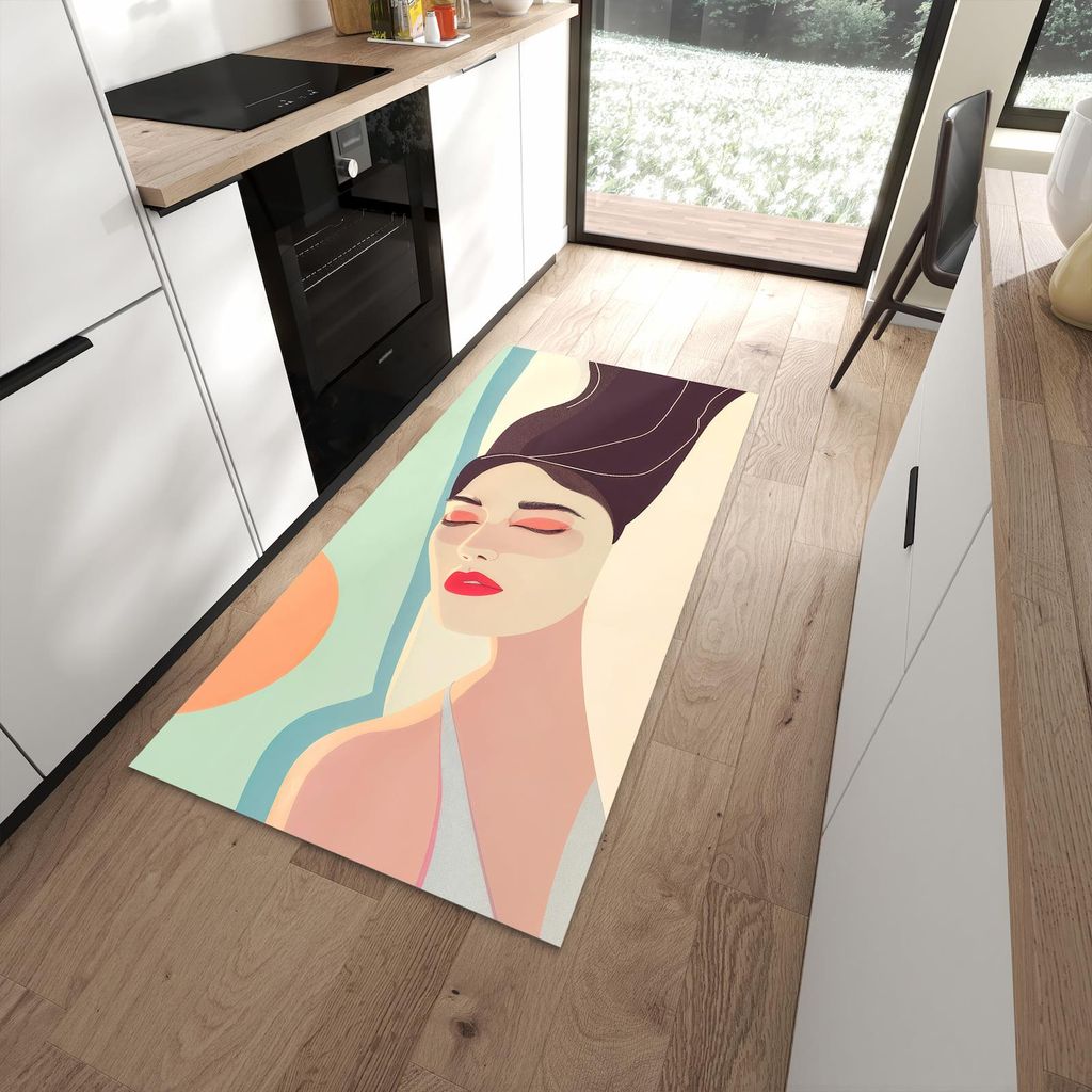 Küchenteppich 90x180cm rutschfest & abwischbar PVC Läufer - Sonnenbaden