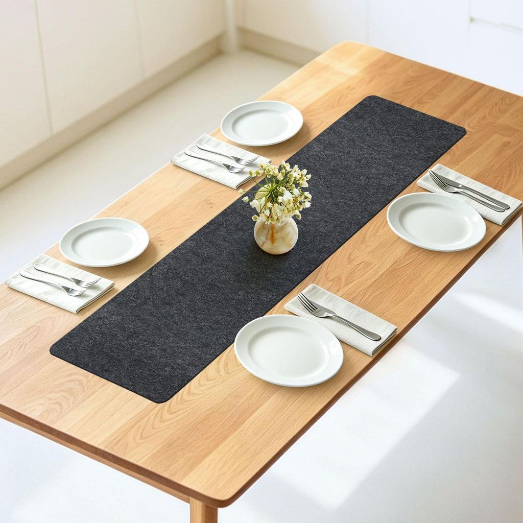 Bieżnik filcowy, 100 x 30 cm, kolor antracytowy Zdjęcie produktu 