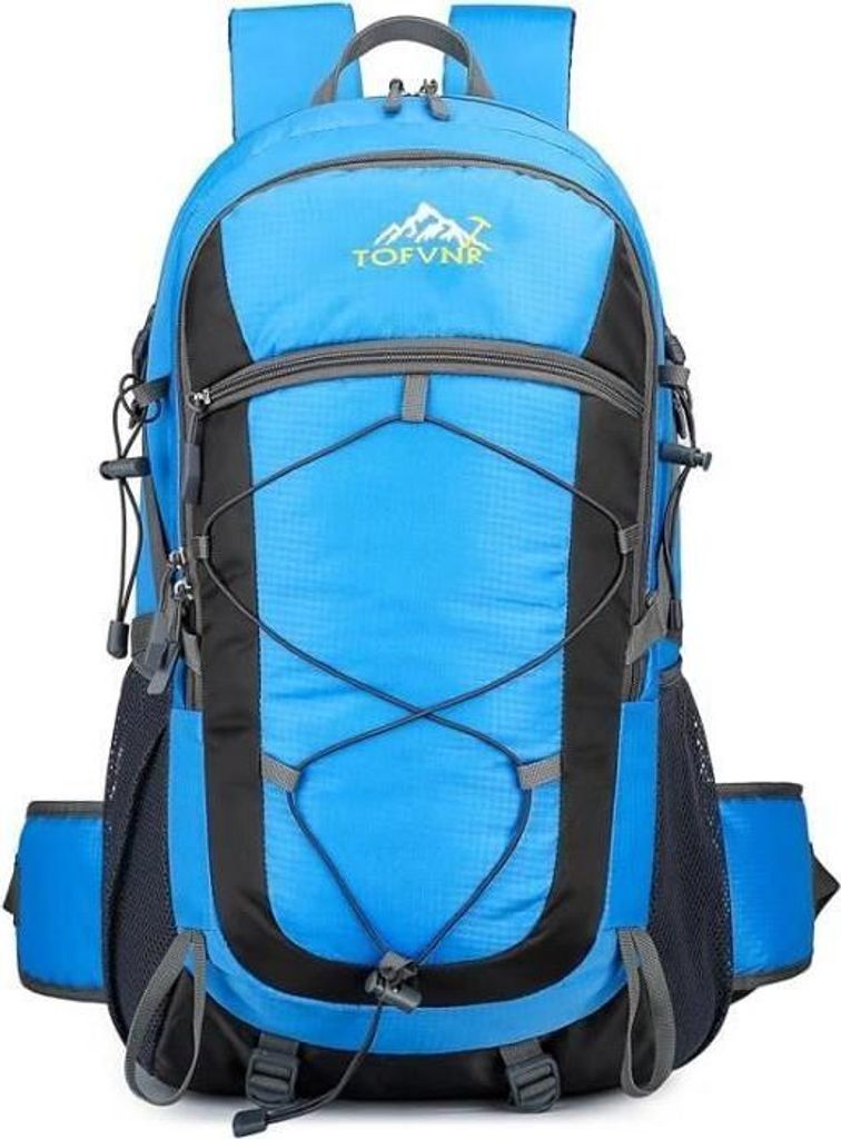 Leichter und atmungsaktiver 45-Liter-Wanderrucksack für Damen und Herren, strapazierfähig, wasserabweisend, ideal als Reisetasche – Himmelblau