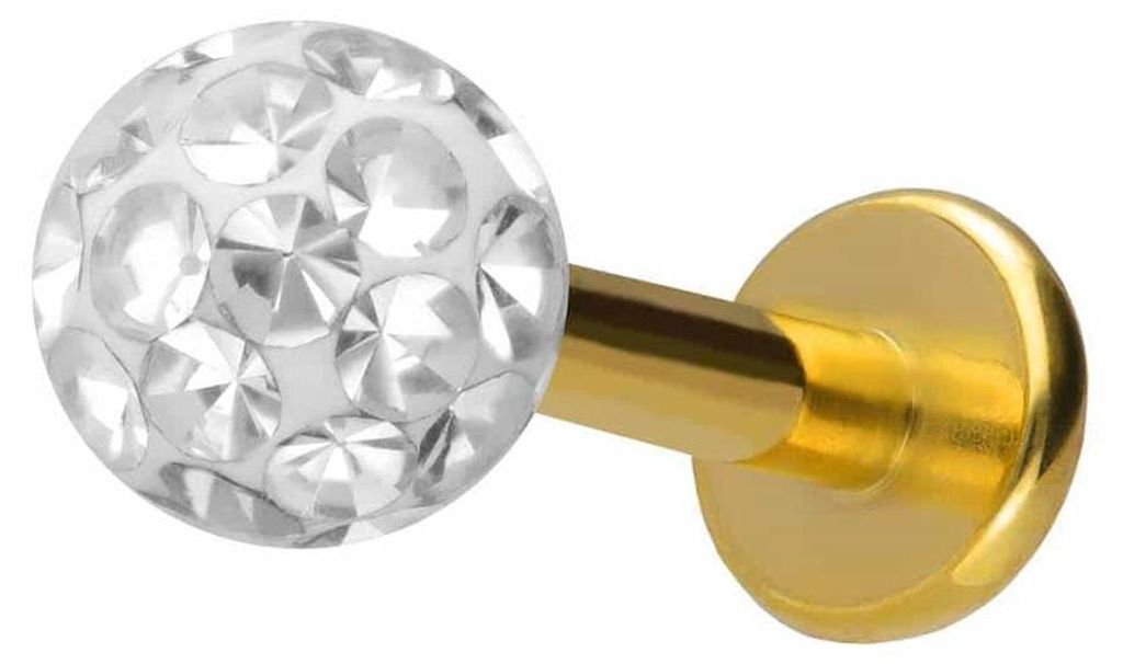 Ohrpiercing, Nasenpiercing Titan Labret mit Innengewinde EPOXY-KUGEL Gold Stablänge: 7mm + Stabstärke: 1,6mm + Kugelgröße: 4mm