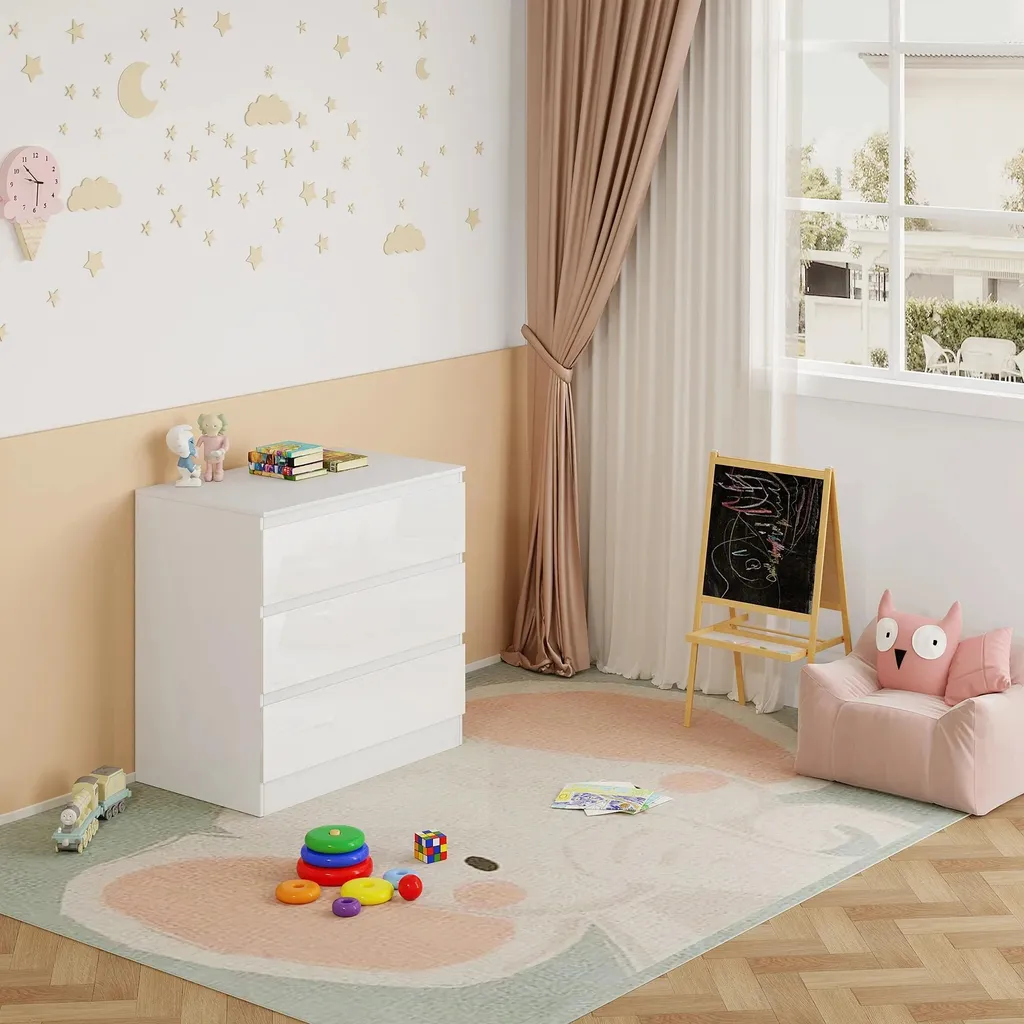 Commode blanche 3 tiroirs stable et solide pour ranger sans encombrer - 5
