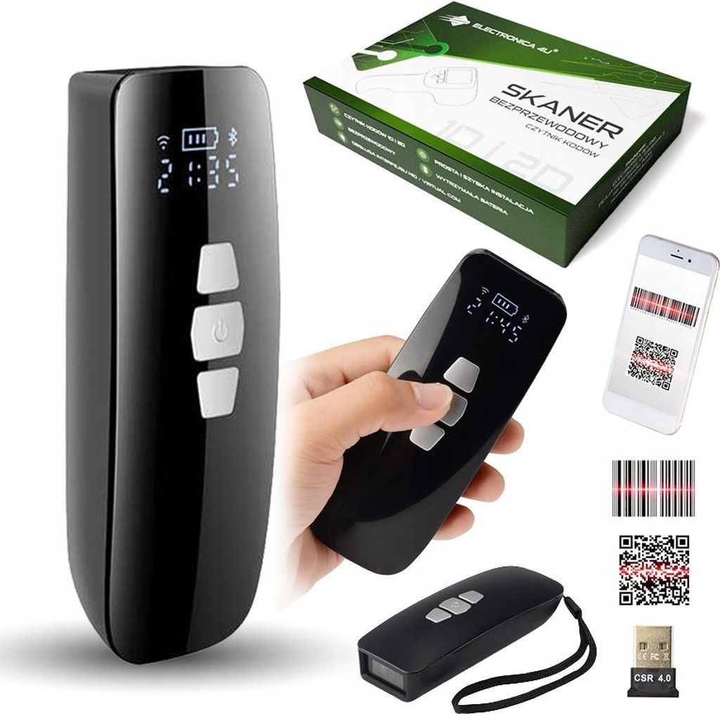 Mini lettore wireless con scanner di codici a barre 1D 2D Immagine del prodotto 