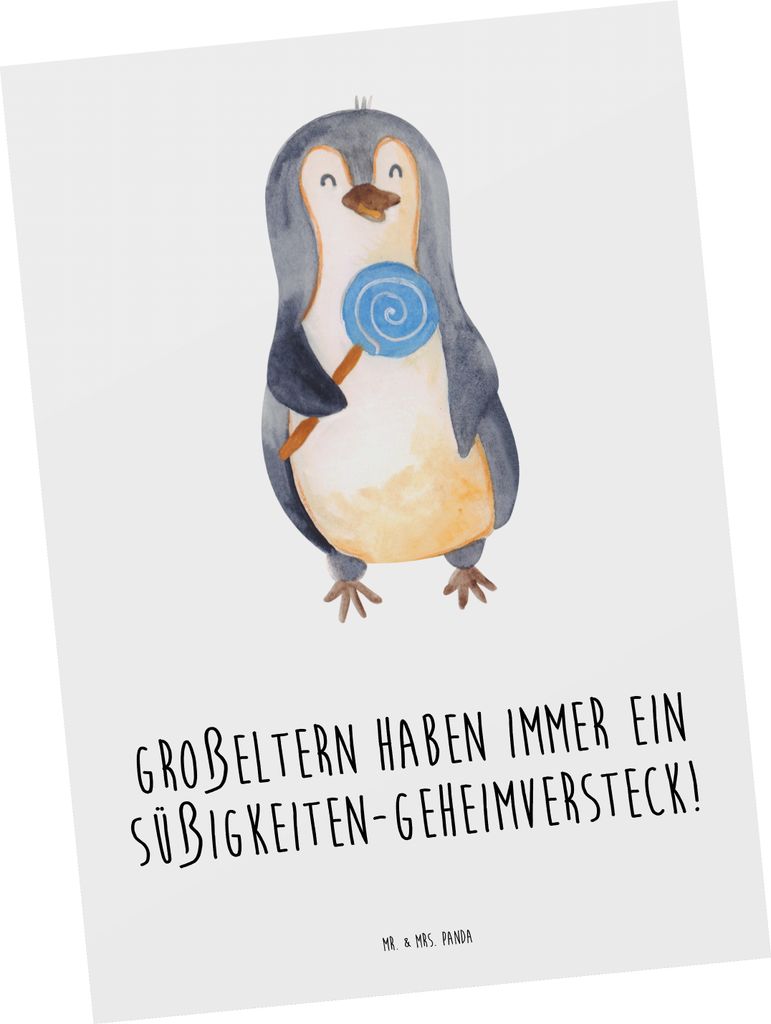 Mr. & Mrs. Panda Postkarte Großeltern Süßigkeiten - Weiß - Geschenk, einzelkarte, Weisheit, Enkelkinder, Jubiläen, Ansichtskarte, handgemacht,...