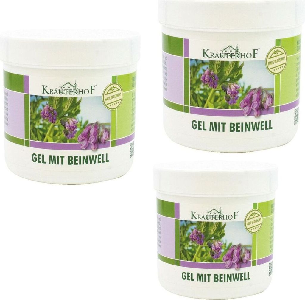 3 x 250 ml Kräuterhof  Gel mit Beinwell Hautcreme Produktbild 