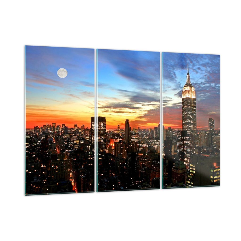 Bilder auf glas - Amerika gebäude sonnenuntergang wolkenkratzer - 165x110cm - Glasbilder - Wandbilder - Kunstdruck - Wanddekoration aus Glas - Gla...