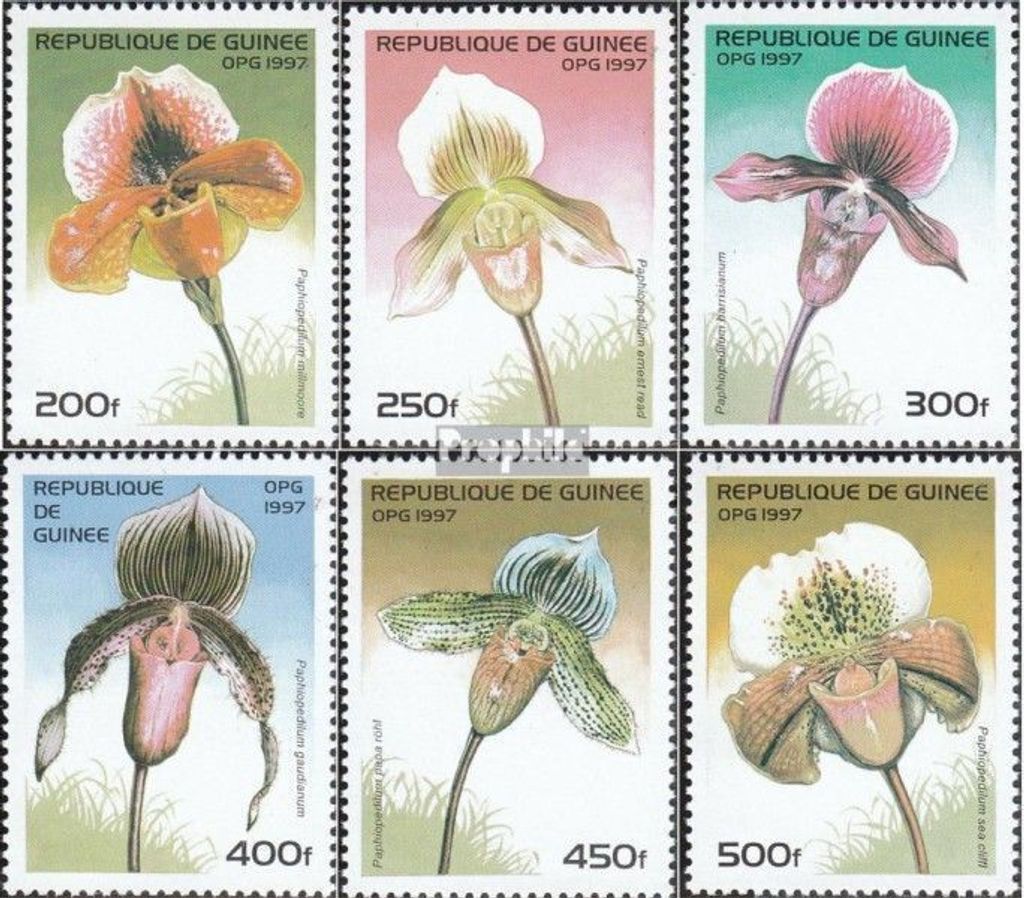 Briefmarken Guinea 1997 Mi 1624-1629 (kompl.Ausg.) postfrisch Orchideen