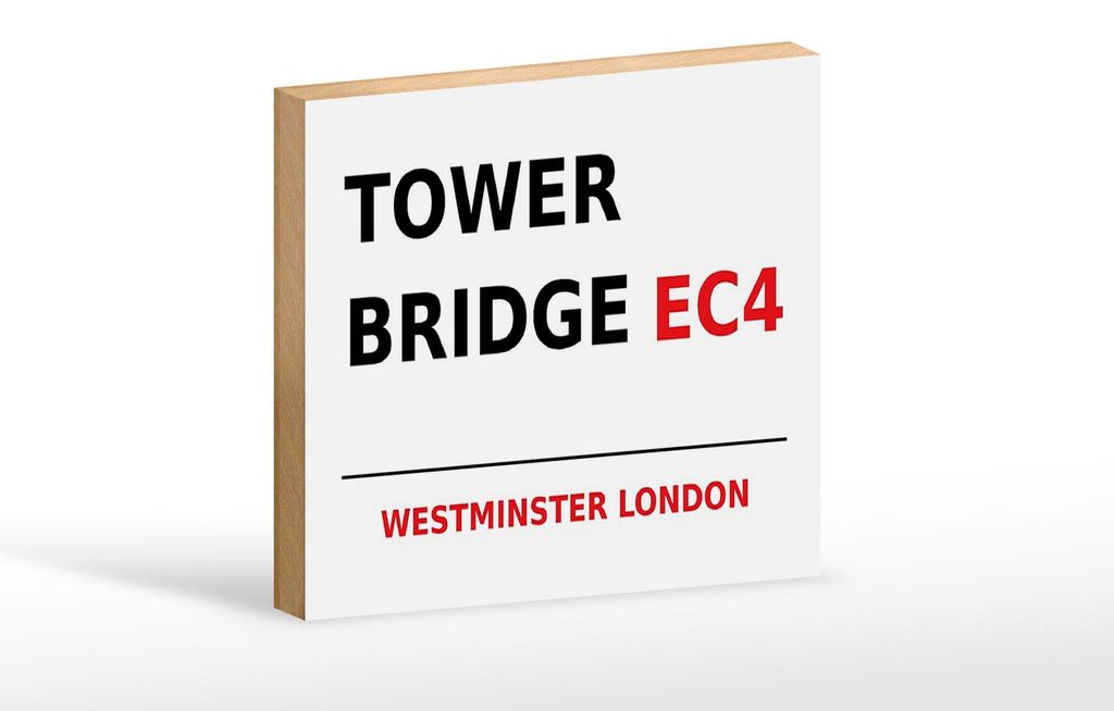 Holzschild London 18x12cm Westminster Tower Bridge EC4