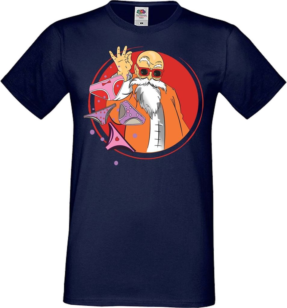 Herren T-Shirt Anime Manga Dragon Anime Manga Ball Z Master Roshi 03 Kame Sennin, Man XL / Dunkelblau