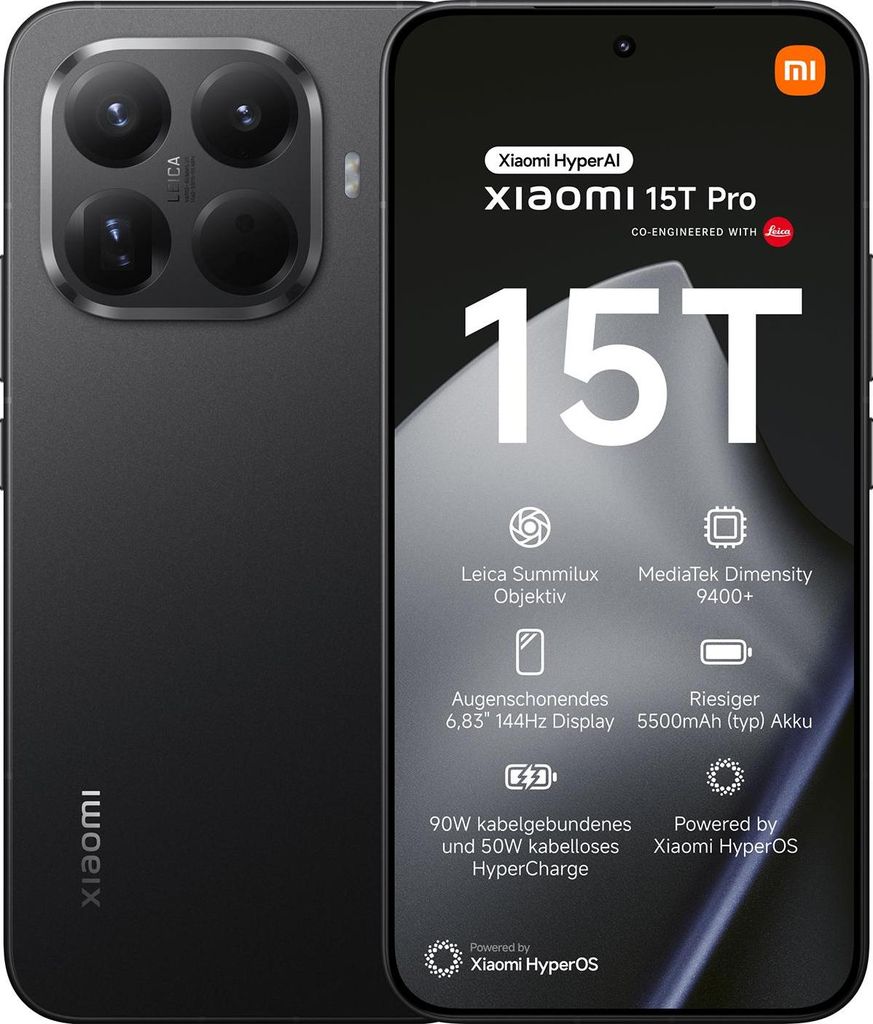 Xiaomi 15T Pro Dual Sim - Black - 1.000 GB Produktbild 