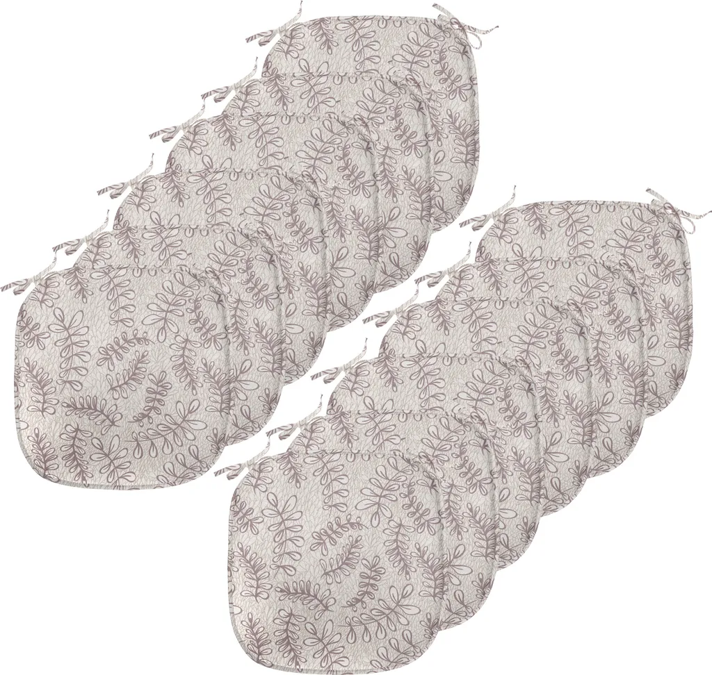ABAKUHAUS Cuscini per sedie da sala da pranzo, stile Sketch Foglie, cuscini decorativi impermeabili con cinturini per sedie da cucina, 40 cm x 40 cm - confezione da 12, beige tortora