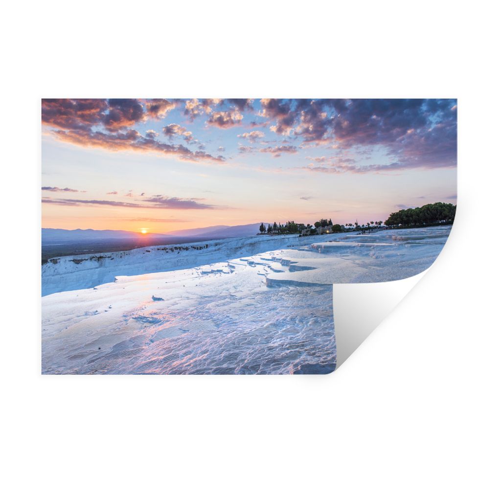 MuchoWow Wandtattoo Wandsticker Wandaufkleber Farbenfroher Sonnenuntergang über Pamukkale in der Türkei 90x60 cm Selbstklebend und Repositionie...