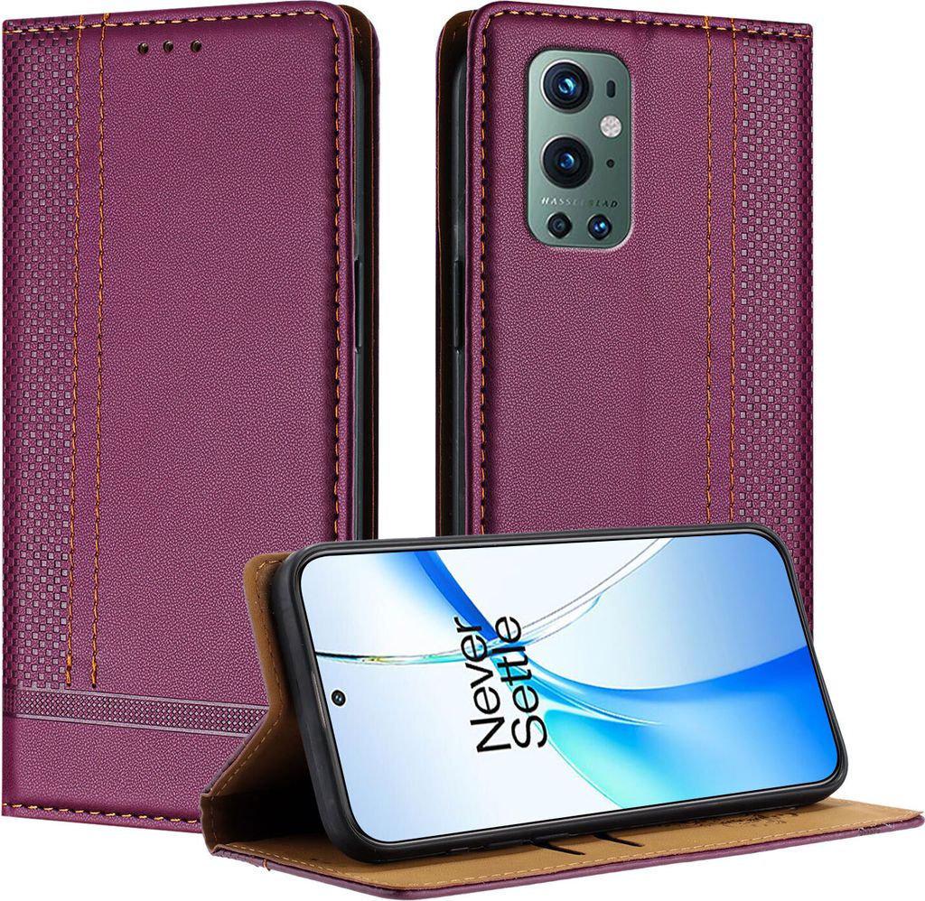 Handyhülle für OnePlus 9 Pro Leder Flip Klappbare Schutzhülle mit Standfunktion Lila