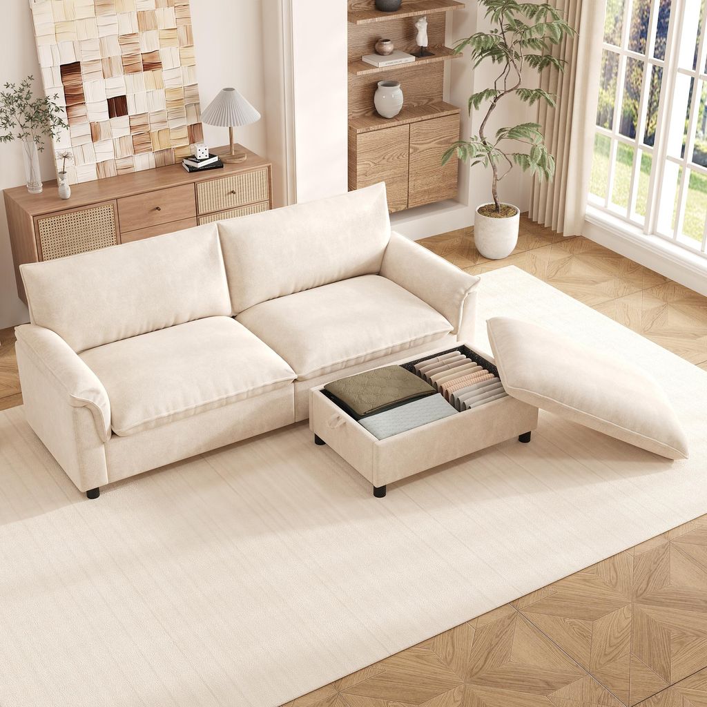 STILVORA Sofa mit modularem und Deep-Seat, Ecksofa mit hoher Rückenlehne und großem Komfort, Cloud-Sofa mit beweglichem Fußhocker, Wohnzimmer-So...
