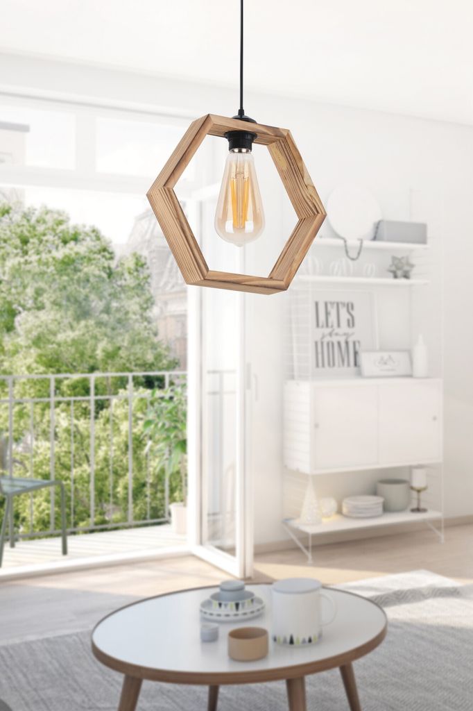 Opviq, Hexagon Natural,Leuchter, Natürlich, HOLZKÖRPER, 30 Produktbild 