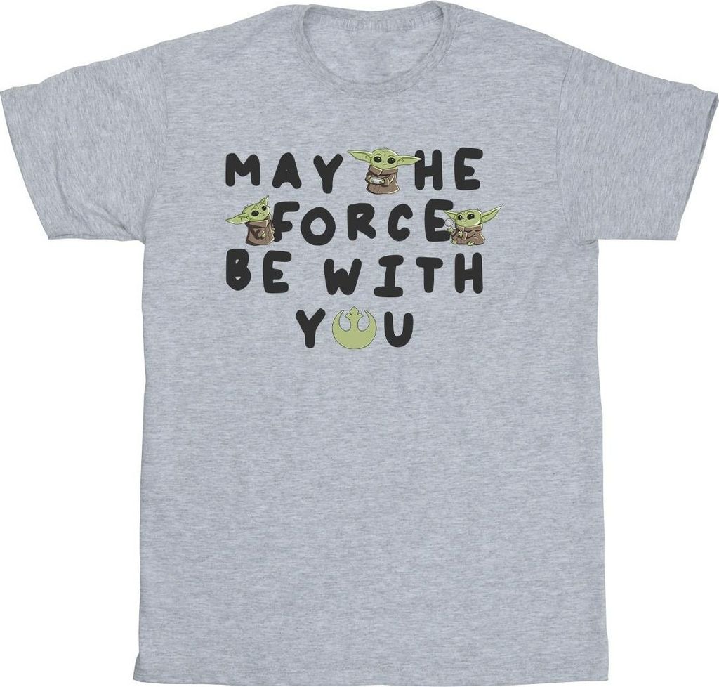Star Wars - "The Mandalorian May The Force Be With You" T-Shirt für Herren BI52008 (S) (Grau)