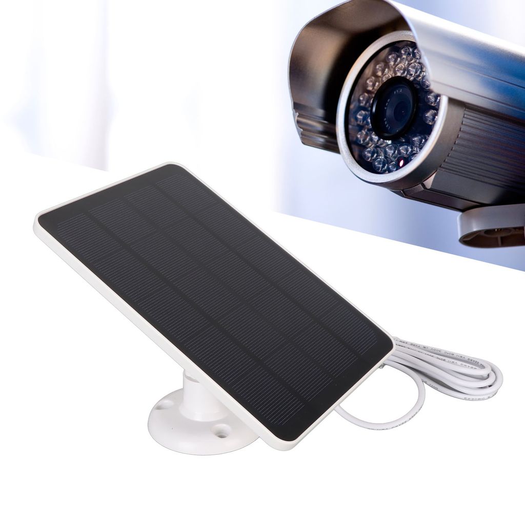 Pannello solare da 5 W per telecamera di sicurezza, pannello solare con porta micro USB e USB-C per fotocamera a batteria ricaricabile da esterno DC 5 V, impermeabile IP65, supporto di sicurezza