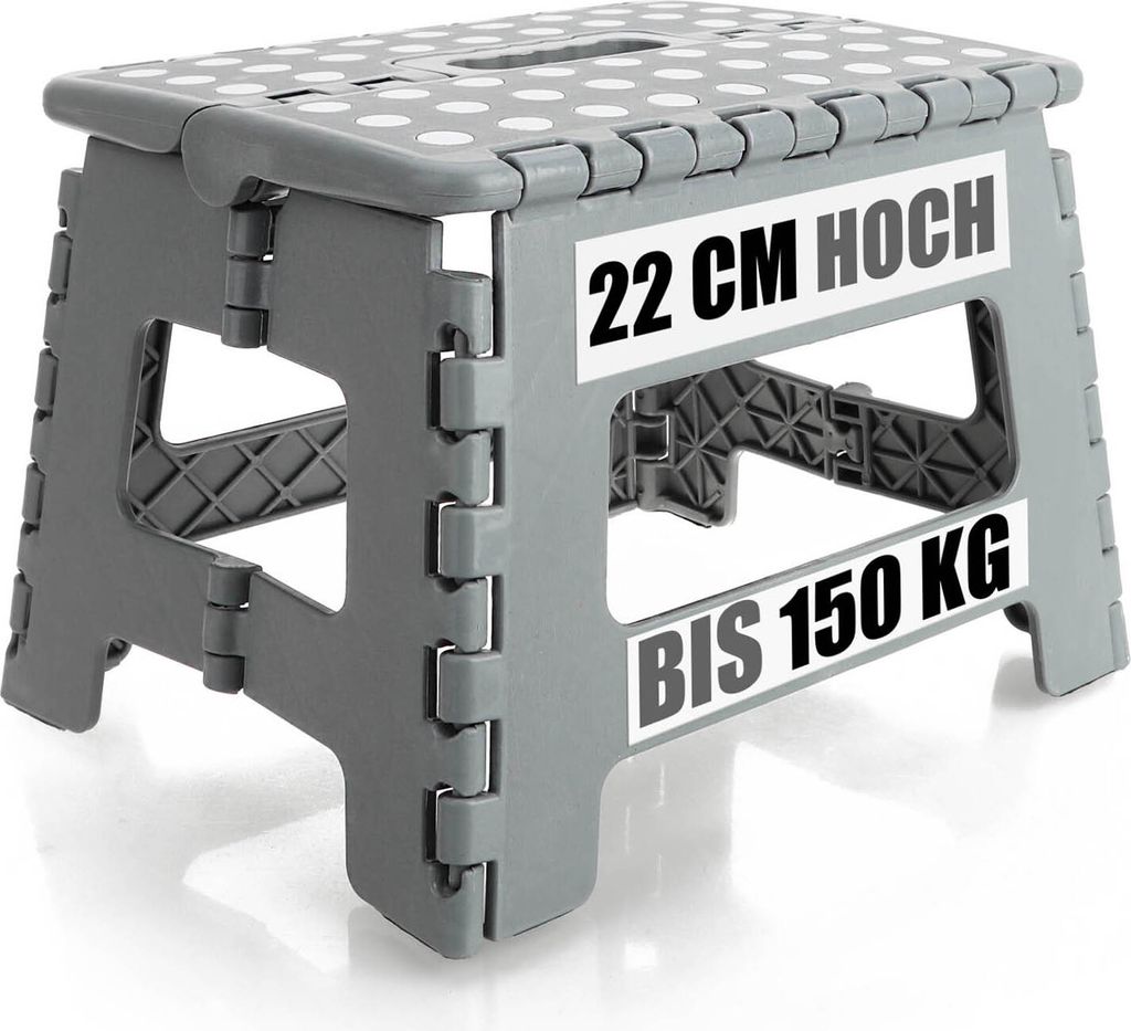 com-four Klapptritt mit Gumminoppen - faltbarer Tritthocker - tragbare Aufstiegshilfe für Haushalt, Küche, und Bad - rutschfester Klapphocker -...