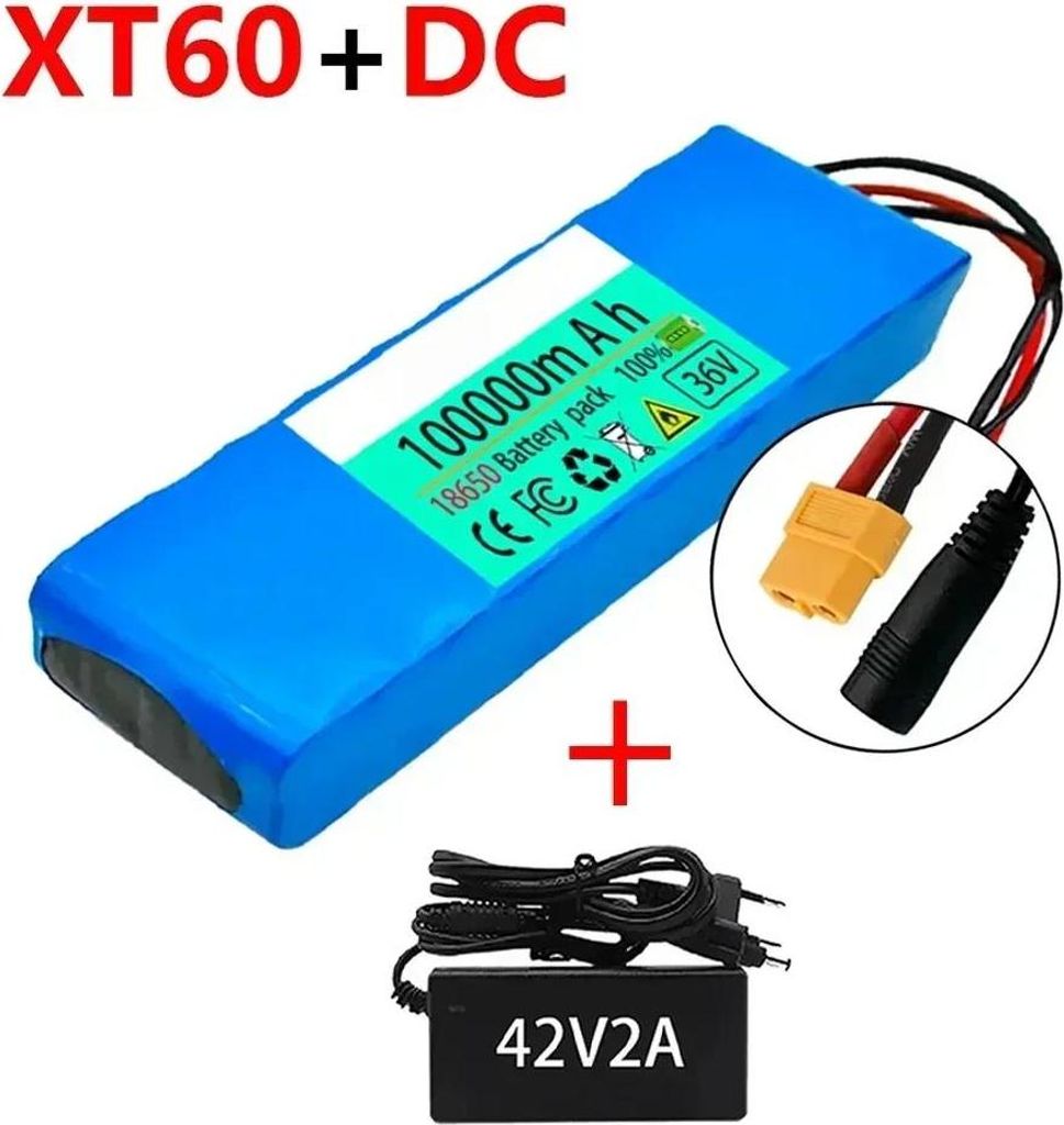 E-Scooter Akkupack - 36V 10S2P 18650 Li-Ion - 10Ah 10000mAh - Bis 500W - XT60 + DC-Stecker - 182×68×45 mm - Rosa