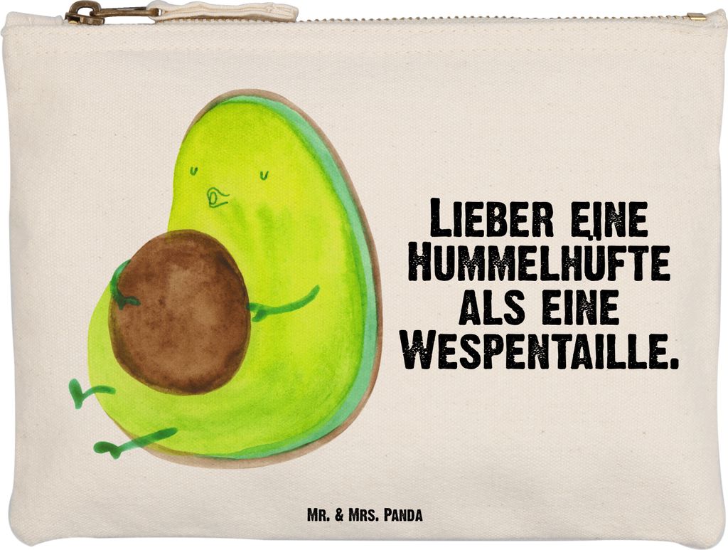 Mr. & Mrs. Panda Schminktasche Avocado Pfeifen Größe M - Weiß - Geschenk, Kulturtasche, Kosmetiktasche, Kulturbeutel, Abnehmen, Mäppchen, Diät...