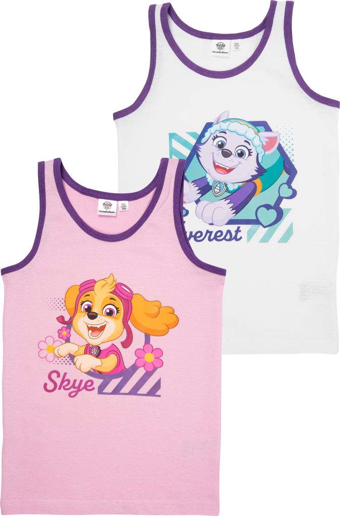 Unterhemd für Mädchen - Skye und Everest - Kinder Tank Top Hemdchen Unterwäsche Rosa/Weiß (2er Pack) Regular 122/128