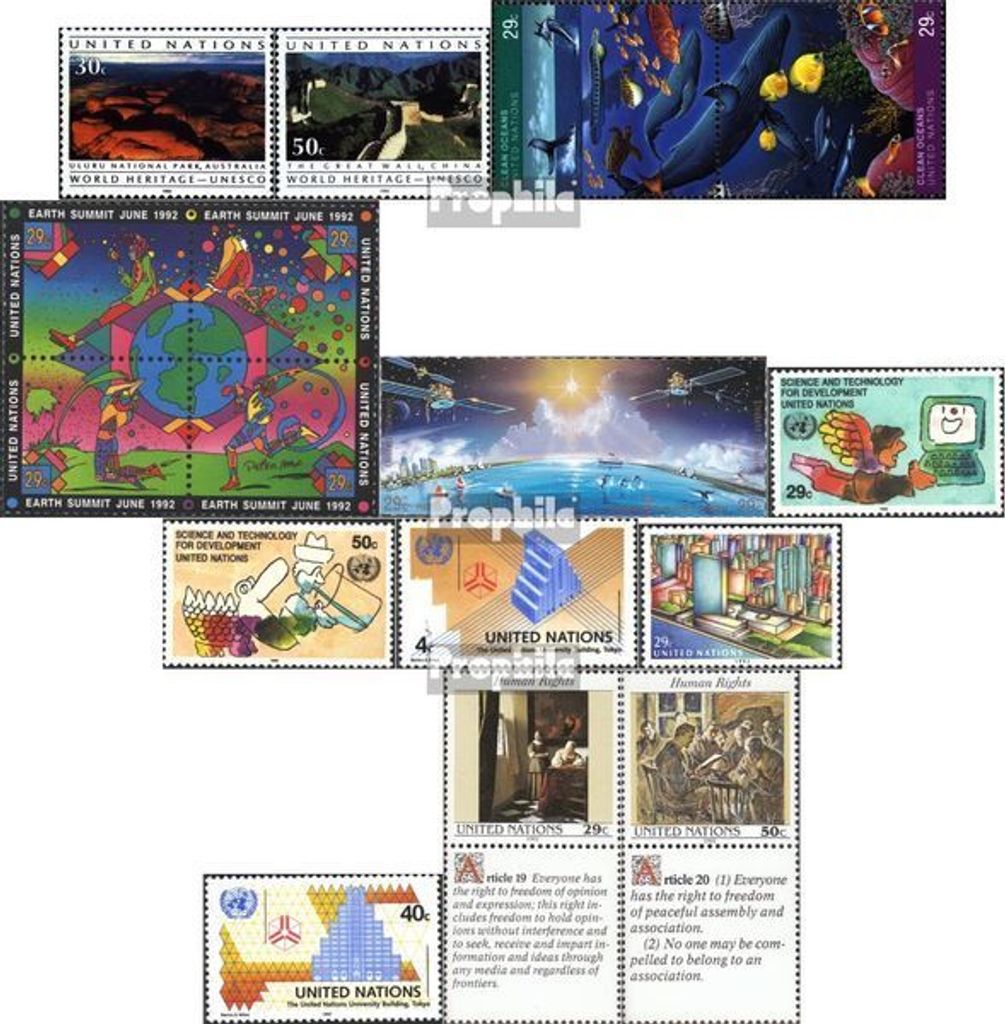 Briefmarken UNO - New York 1992 Mi 625-641 (kompl.Ausg.) Produktbild 