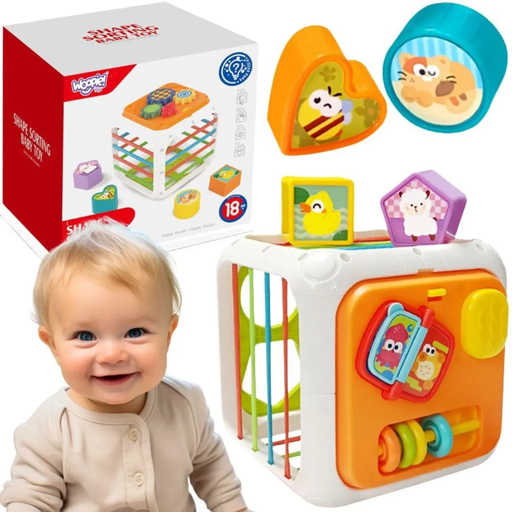 Jouet d'éveil cube de tri 4 en 1 Woopie pour motricité fine bébé 18m+