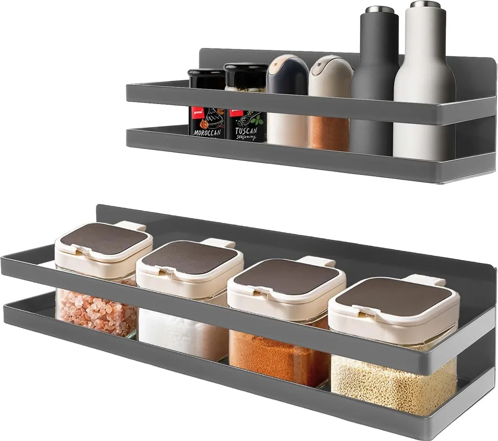 Fini le désordre : Étagère magnétique acier lot de 2 pour épices et herbes