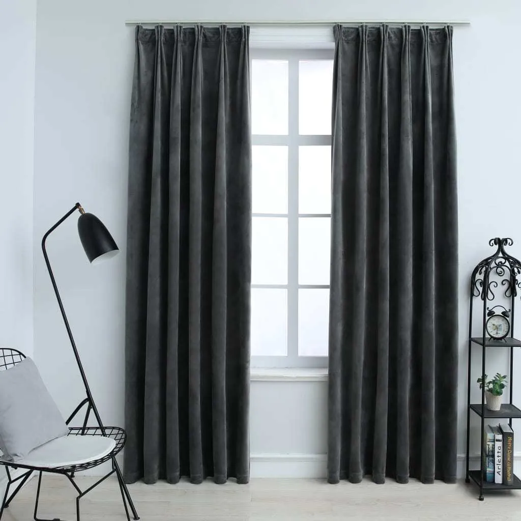 Tende Velluto Antracite 140x245 The Living Store | Set 2 Pezzi Oscuranti