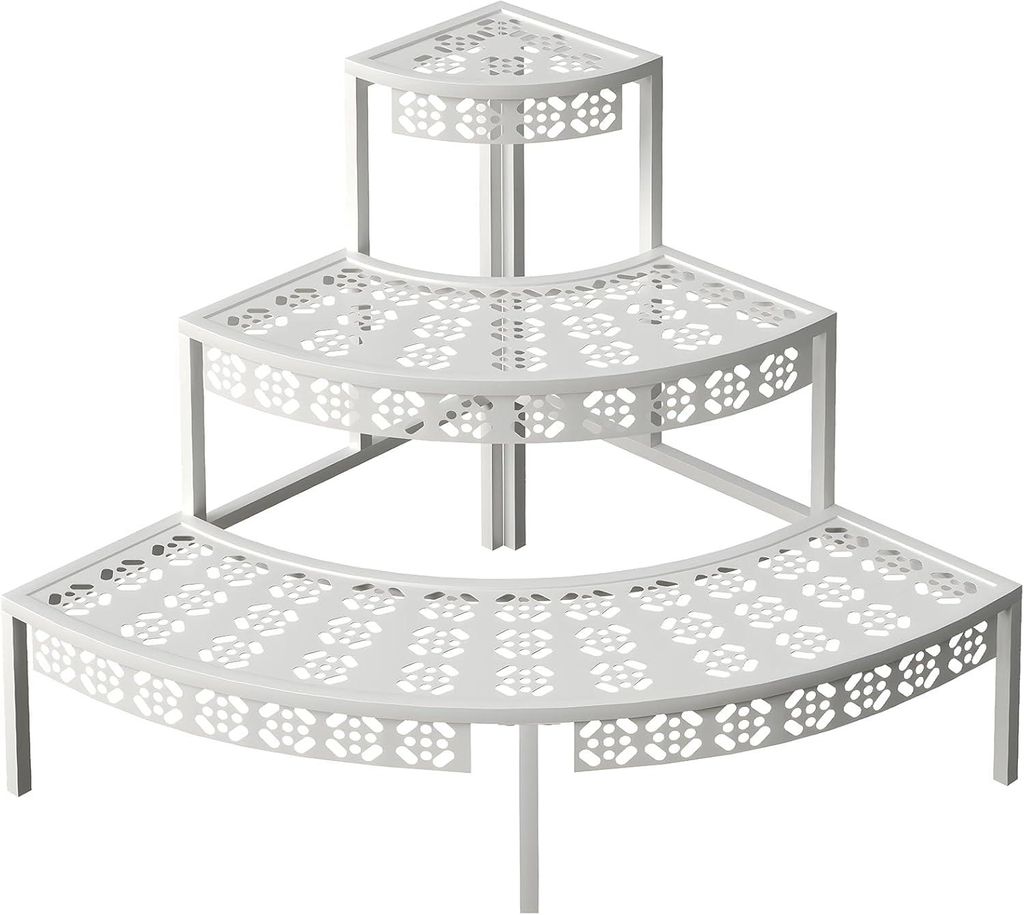 Dreistöckiges Pflanzenregal aus Metall, Blumenständer, Pflanzenregal für Garten, Balkon, drinnen/draußen, multifunktionales Blumenregal mit gro...