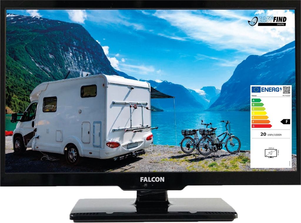 Falcon 3061 LED TV S4 Serie 22 Zoll Full HD (Travell Camping Fernseher, Triple Tuner, EasyFind, Bluetooth, DVD Player, USB, CI+, Pay TV, 12V, 24V, ...