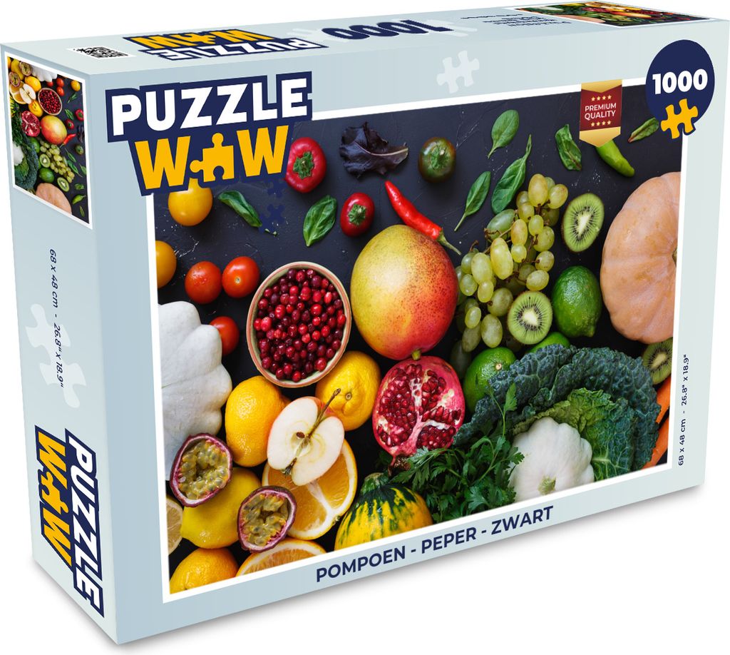 MuchoWow Puzzle 1000 Teile Kürbis - Paprika - Schwarz - Erwachsene - Rätsel