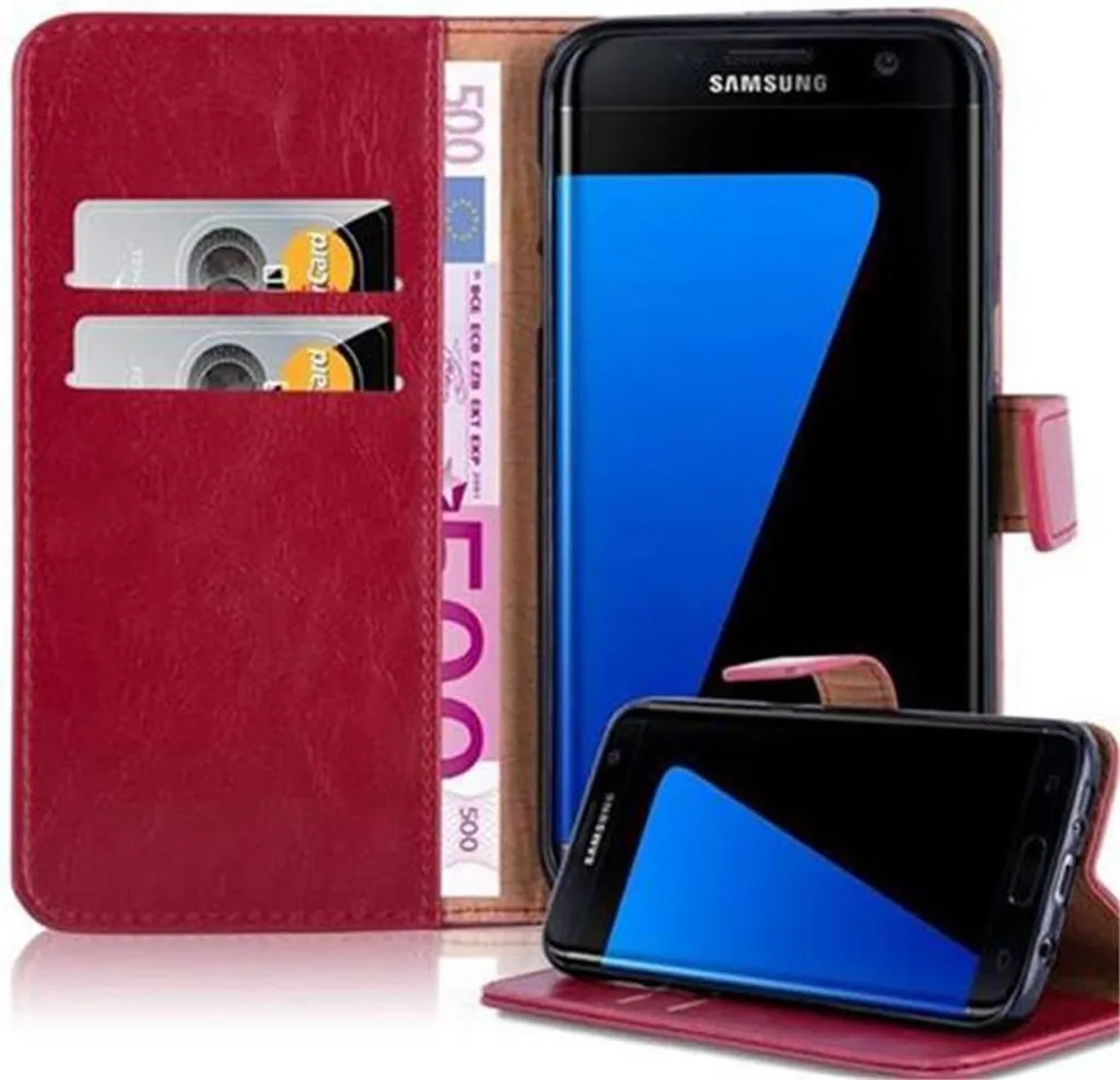 Cadorabo Cover Samsung Galaxy S7 EDGE Rosso - Custodia Libro Lusso