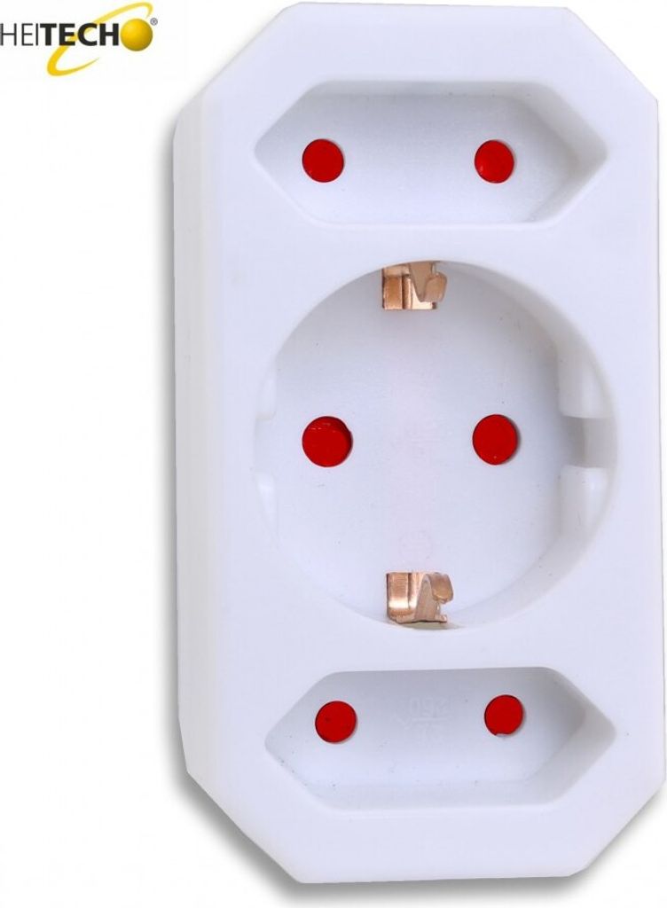 Heitech Mehrfachstecker 3 fach SteckerKindersicherung Verteiler Adapter 2 x Euro 1 x Schuko