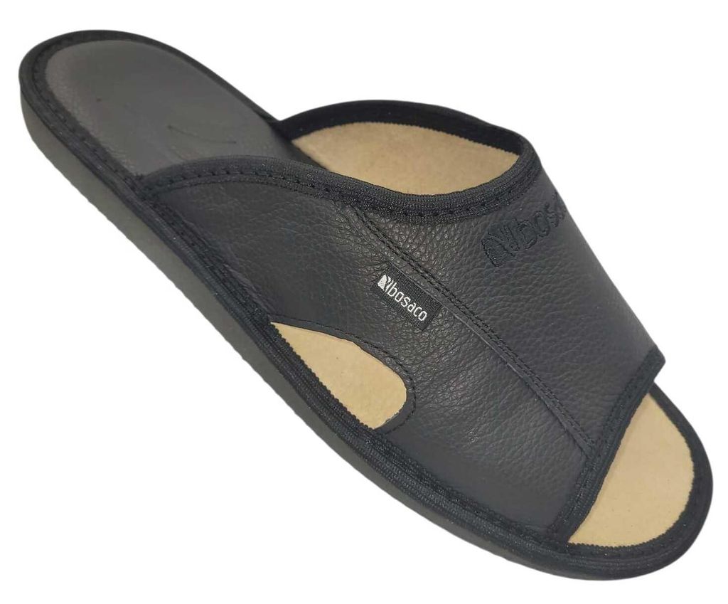 Bosaco Pantofole Uomo Classiche Comode In Pelle - Modello M0521-20, Colore Nero, Taglia 46, Suola EVA Antiscivolo