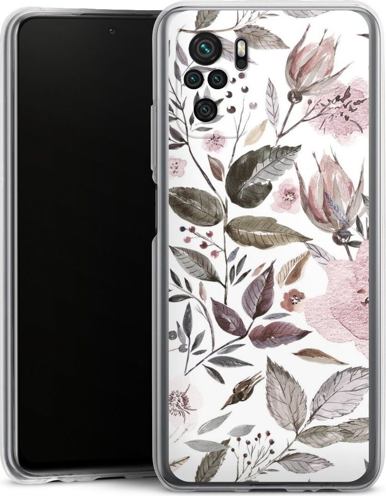 DeinDesign Handyhülle für Xiaomi Redmi Note 10 4G Silikon Hülle Case Smartphone Schutzhülle Blumen Pastell Wasserfarbe