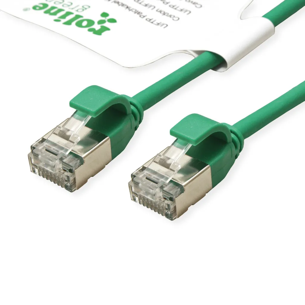 Cavo Rete Slim ROLINE GREEN Cat.6A 10Gbps 0,15m Verde U/FTP
