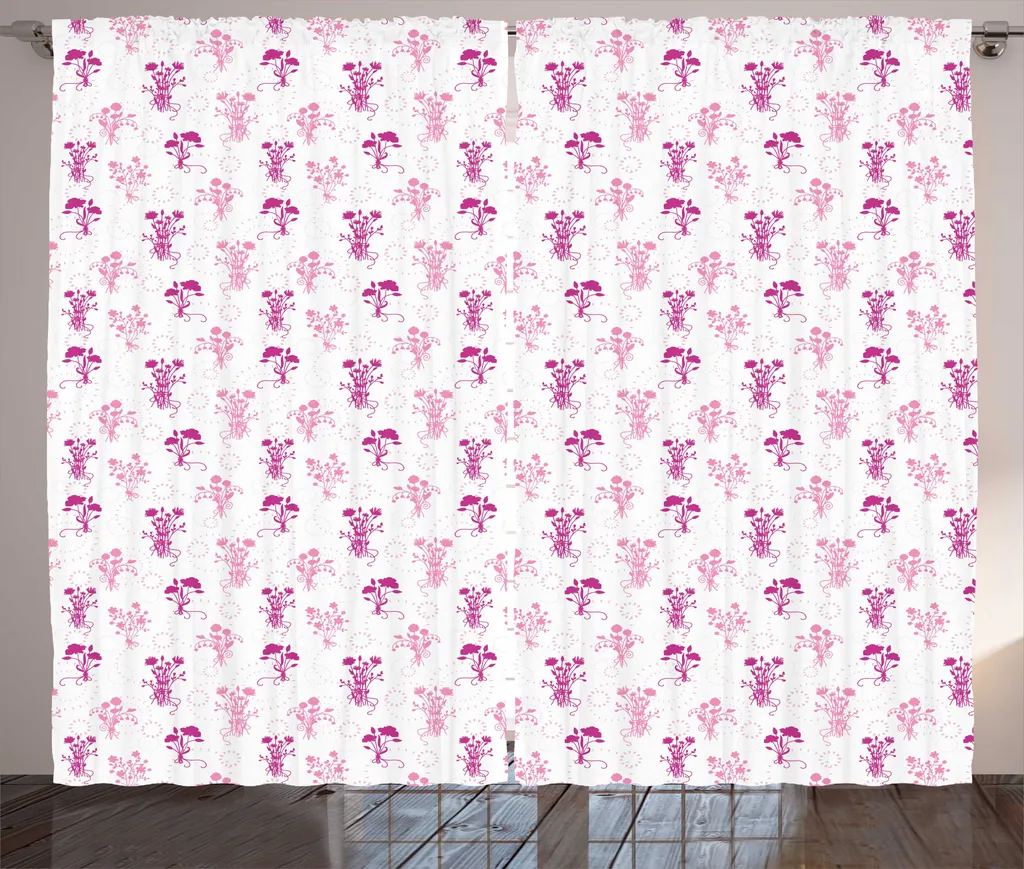 Rideau Grande Largeur pour Cacher le Vis-à-vis, Motif Fleurs Roses
