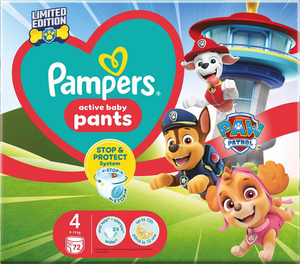 Couches Paw Patrol, Taille 4 (9-15 kg), 72 pièces Image du produit 