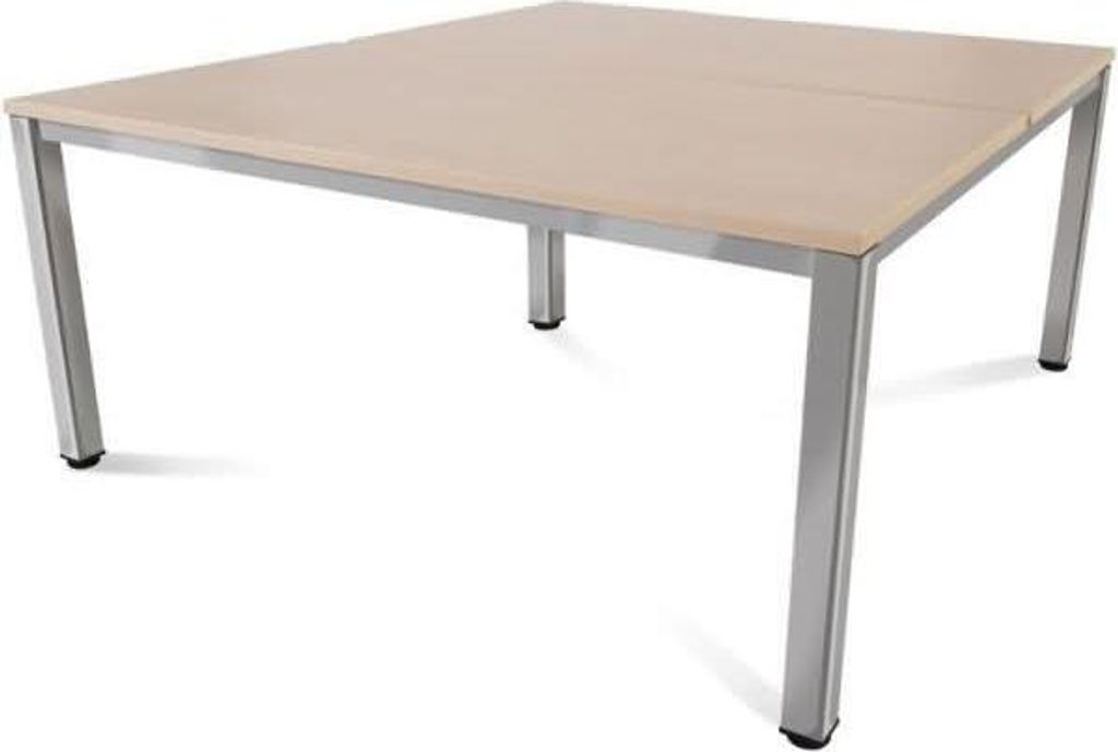 Mehrfacharbeitstisch Executive BxTxH 160x163x73cm Gestell verchromt Platte Melamin buche.