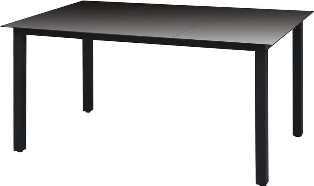 Table de jardin grise 150x90cm aluminium inoxydable et verre de sécurité
