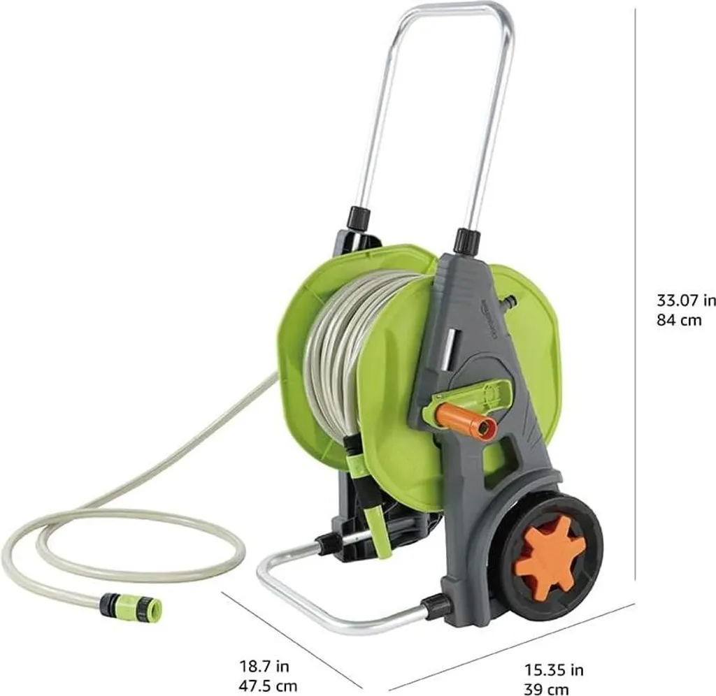Enrouleur de Tuyau 30m Amazon Basics avec Manivelle et Roues Robustes