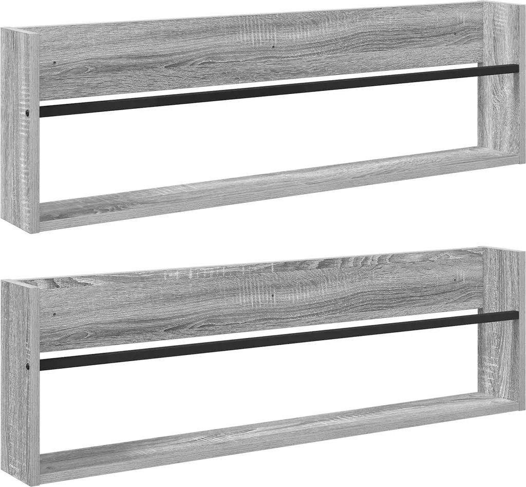 vidaXL Set 2 Scaffali Portariviste Grigio Sonoma 100x12x30 cm
